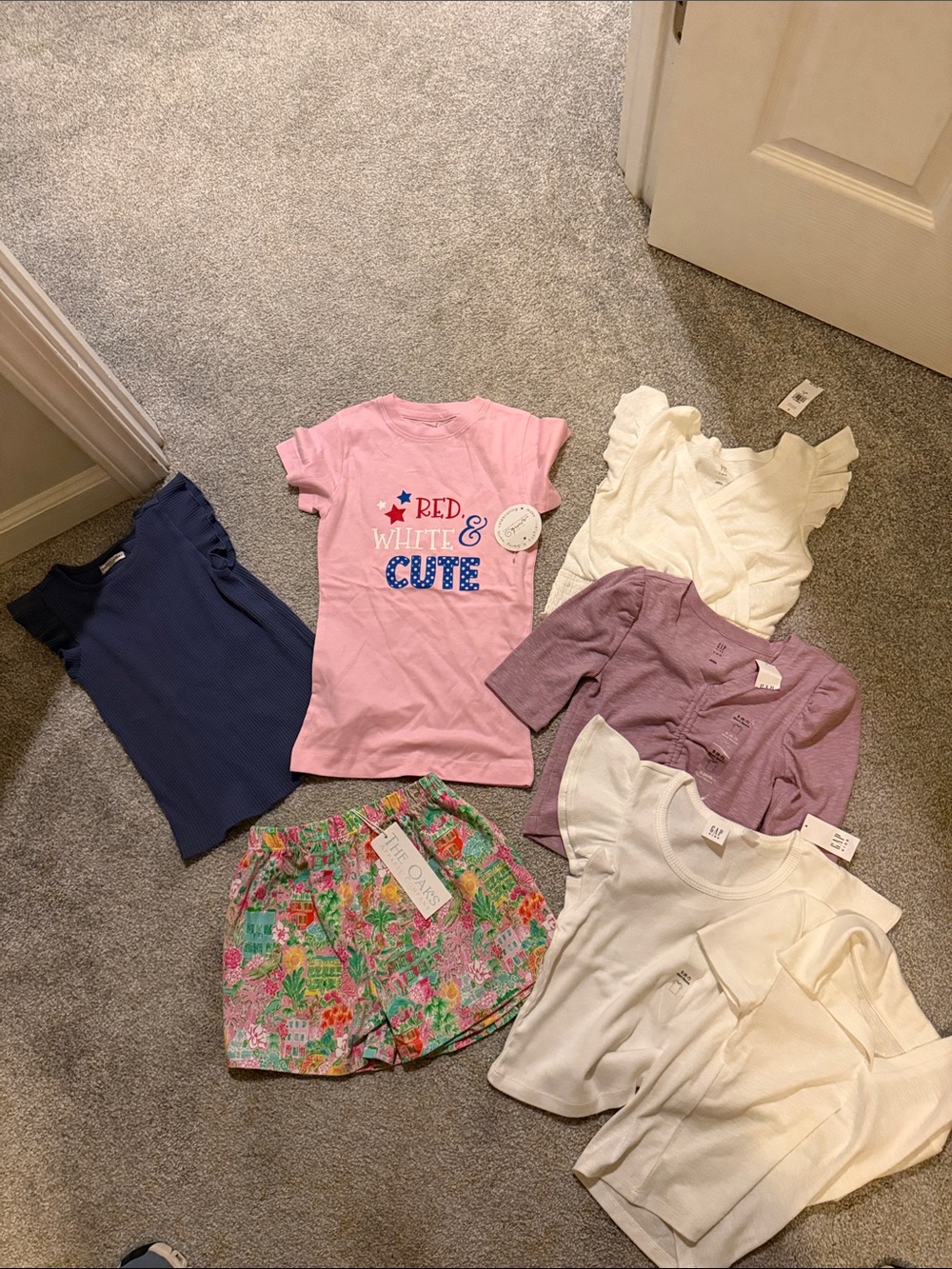Girls Pink Short Sleeve Graphic Tee - 'Red & Cute'